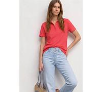 Poloshirt STREET ONE, Damen, Gr. 46, sunset rot, Web, 97% Baumwolle, 3% Elasthan, unifarben, normal normal, hoch geschlossener Ausschnitt, abgesteppt, Shirts, aus Baumwolle mit Stretchante (91162954-4