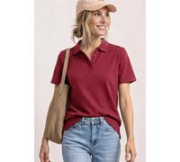 Poloshirt STREET ONE, Damen, Gr. 46, rot (truffle rot), Web, 97% Baumwolle, 3% Elasthan, unifarben, normal normal, hoch geschlossener Ausschnitt, abgesteppt, Shirts, aus Baumwolle mit Stretchante (983