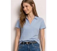 Street One Frauen Kurzarm Poloshirt mit Split Neck in Blau, Gr: 42