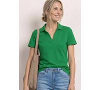 Street One Frauen Kurzarm Poloshirt mit Split Neck in Grün, Gr: 42