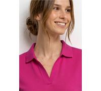 Poloshirt STREET ONE, Damen, Gr. 46, magenta dream, Web, 97% Baumwolle, 3% Elasthan, unifarben, comfort fit normal, hoch geschlossener Ausschnitt, normaler Saum, Shirts, mit geschlitztem Rundhalsaussc