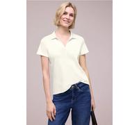 Street One Frauen Kurzarm Poloshirt mit Split Neck in Weiß, Gr: 34