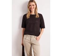Kurzarmpullover STREET ONE, Damen, Gr. 36, espresso braun, Web, 69% Baumwolle, 31% Polyester, Strukturmuster, regular fit normal, Rundhals, Bündchen, Pullover, im soften Baumwoll-Mix (34640061-36) esp