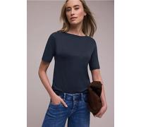 Street One Frauen Kurzarm Shirt mit Knopfdetail in Blau, Gr: 38