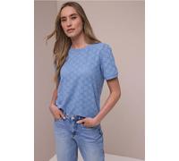 Street One Frauen Kurzarm Shirt mit Rundhals aus Spitze in Blau, Gr: 34
