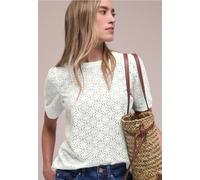 Street One Frauen Kurzarm Shirt mit Rundhals aus Spitze in Weiß, Gr: 42