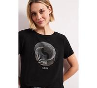 Street One Frauen Kurzarm Shirt mit Rundhals und Print in Schwarz, Gr: 42