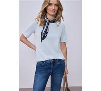 Street One Frauen Kurzarm Shirt mit Strukturstreifen in Blau, Gr: 44