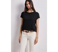 Street One Frauen Kurzarm Shirt mit U-Boot-Ausschnitt in Schwarz, Gr: 40
