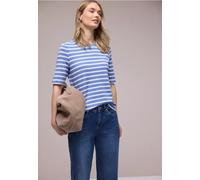 Street One Frauen Kurzarm T-Shirt mit Streifenmuster in Blau, Gr: 42