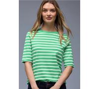 Street One Frauen Kurzarm T-Shirt mit Streifenmuster in Grün, Gr: 40