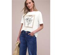 Print-Shirt STREET ONE, Damen, Gr. 40, sanftes weiß, Web, 50% Baumwolle, 50% Modal, bedruckt, normal normal, Rundhals, abgesteppt, Shirts, Rundhalsausschnitt (47792057-40) sanftes weiß