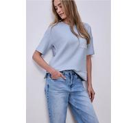 Street One Frauen Kurzarmshirt mit Strukturmix in Blau, Gr: 40