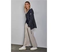 Kurzjacke STREET ONE, Damen, Gr. 34, blau (gravity blau), Web, 68% Baumwolle, 32% Nylon, unifarben, normal normal, ohne Ausschnitt, Bündchen, Jacken, mit Kapuze mit Tunnelzugband (20032527-34) gravity