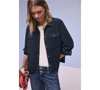 Cordjacke STREET ONE, Damen, Gr. 38, shadowed navy, Stoff, 100% Polyester, unifarben, comfort fit normal, V-Ausschnitt, Bündchen, Jacken, in Cord-Optik (36902059-38) shadowed navy