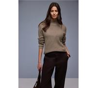 Stehkragenpullover STREET ONE, Damen, Gr. 46, light terra mocha meliert, Web, 37% Baumwolle, 34% Polyacryl, 26% Polyester, 3% Elasthan, unifarben, normal normal, hoch geschlossener Ausschnitt, Rippbün