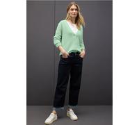 Cardigan STREET ONE, Damen, Gr. 38, serene grün, Strick, Obermaterial: 78% Polyamid, 12% Polyacryl, 10% Baumwolle, unifarben, regular fit normal, V-Ausschnitt, Strickjacken, mit V-Ausschnitt (70271437