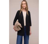 Cardigan STREET ONE, Damen, Gr. 38, schwarz, Stoff, 60% Viskose, 40% Polyester, unifarben, normal normal, ohne Ausschnitt, Bündchen, Strickjacken, mit Materialmix (95283228-38) schwarz