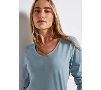 Street One Frauen Langarmshirt in Unifarbe in Blau, Gr: 36