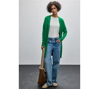 Strickjacke STREET ONE, Damen, Gr. 42, grün (glowing grün), Stoff, 70% Viskose, 30% Nylon, unifarben, normal lang, ohne Ausschnitt, Bündchen, Strickjacken Strickjacke, aus softer Viskose (12240022-42)