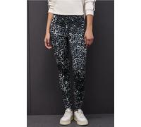 Leggings STREET ONE, Damen, Gr. 38, grau (metallic grau), Web, 95% Baumwolle, 5% Elasthan, animal-print, skinny fit normal, Hosen, aus Baumwolle mit Stretchanteil (96701454-38) metallic grau
