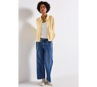 Kurzjacke STREET ONE, Damen, Gr. 42, gelb (buttercream gelb), Stoff, 65% Viskose, 35% Nylon, unifarben, normal normal, V-Ausschnitt, Bündchen, Jacken Kurzjacke, mit Knopfleiste (81028303-42) buttercre