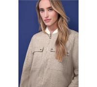 Blouson STREET ONE, Damen, Gr. 44, light terra mocha, Web, Obermaterial: 58% Baumwolle, 40% Polyester, 2% Elasthan. Futter: 100% Polyester, Fischgratmuster, lässig geschnitten hüftbedeckend, Rundhals,