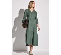 Street One Frauen Leinen-Kleid mit Volants in Grün, Gr: 34