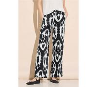 Street One Frauen Leinenhose mit Print in Schwarz, Gr: 36