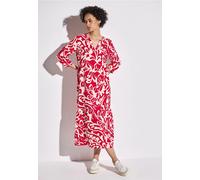 Street One Frauen Leinenkleid mit Print in Rot, Gr: 36