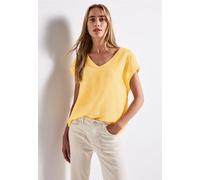 Street One Frauen Leinenmix-Bluse mit Bändern in Gelb, Gr: 38