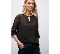 Langarmbluse STREET ONE, Damen, Gr. 34, schwarzest braun, Stoff, Obermaterial: 100% Polyester; Futter: 100% Modal, animal-print, klassisch normal, Rundhals, elastischer Bund, Blusen, mit Leomuster (42