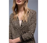 Langarmshirt STREET ONE, Damen, Gr. 34, molten earth, Stoff, 50% Modal, 50% Baumwolle, animal-print, normal normal, V-Ausschnitt, elastischer Bund, Shirts Langarmshirt, im Leo Design (42562009-34) mol