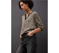 Street One Frauen Leo Split Neck Bluse in Beige, Gr: 44