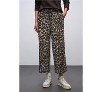 Street One Damen A379189 Gemusterte Wide Leg Hose, Schwarz, 46