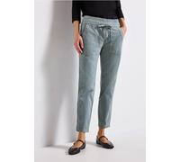Cordhose STREET ONE, Damen, Gr. 46, Länge 28, blau (washed blau), Web, 98% Baumwolle, 2% Elasthan, unifarben, casual, loose fit knöchelfrei, Hosen, Middle Waist (47552108-46) washed blau