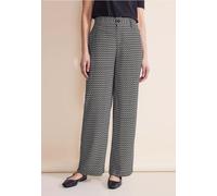 Stoffhose STREET ONE, Damen, Gr. 36, Länge 30, schwarz, Stoff, 100% Viskose, gemustert, lässig geschnitten lang, Hosen, mit Wide Legs (20098703-36) schwarz