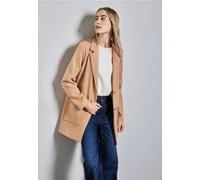 Outdoorjacke STREET ONE, Damen, Gr. 36, braun (creamy braun), Web, Obermaterial: 90% Polyester, 10% Viskose, unifarben, casual, regular fit Po-bedeckend, Langarm gerader Abschluss, Jacken, mit Reversk