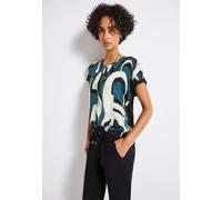 Street One Frauen Materialmix Ikat Print Shirt in Türkis, Gr: 46