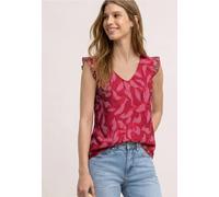 Street One Frauen Mesh-Top mit V-Neck und Print in Rot, Gr: 40