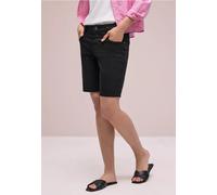 Shorts STREET ONE, Damen, Gr. 34, schwarz, Web, 97% Baumwolle, 3% Elasthan, unifarben, comfort fit kurz, Hosen Shorts, in Bermuda-Länge (15959131-34) schwarz