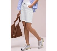 Shorts STREET ONE, Damen, Gr. 36, weiß, Web, 97% Baumwolle, 3% Elasthan, unifarben, comfort fit kurz, Hosen Shorts, in Bermuda-Länge (81344362-36) weiß