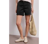 Street One Frauen Mid Waist Chino Shorts im Casual Fit in Schwarz, Gr: 34