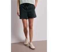 Shorts STREET ONE, Damen, Gr. 38, deep bound grün, Web, 66% Baumwolle, 30% Polyester, 4% Elasthan, unifarben, comfort fit kurz, Hosen Shorts, Elastikbund mit Tunnelzug (60448600-38) deep bound grün