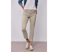 Slim-fit-Jeans STREET ONE, Damen, Gr. 36, Länge 28, beige washed, Jeans, 81% Baumwolle, 17% Polyester, 2% Elasthan, unifarben, knöchelfrei, Jeans Slim-fit-Jeans, Middle Waist (49335756-36) beige washe