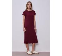 Jerseykleid STREET ONE, Damen, Gr. 34, EURO-Größen, truffle rot, Jersey, 75% Viskose, 20% Polyester, 5% Elasthan, unifarben, comfort fit Midi, Rundhals, normaler Saum, Kleider Jerseykleid, mit Rundhal