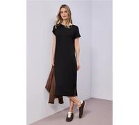 Jerseykleid STREET ONE, Damen, Gr. 46, EURO-Größen, schwarz, Jersey, 75% Viskose, 20% Polyester, 5% Elasthan, unifarben, comfort fit Midi, Rundhals, normaler Saum, Kleider Jerseykleid, mit Rundhalsaus