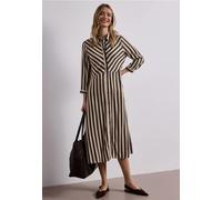 Street One Frauen Midi-Kleid mit durchgehender Knopfleiste in Beige, Gr: 44