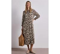 Blusenkleid STREET ONE, Damen, Gr. 46, EURO-Größen, timeless beige, Stoff, 100% Viskose, comfort fit Midi, V-Ausschnitt, Bündchen, Kleider Blusenkleid, aus Viskose (67417669-46) timeless beige
