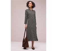 Street One Frauen Midi-Kleid mit Knöpfen und Punktmuster in Braun, Gr: 36